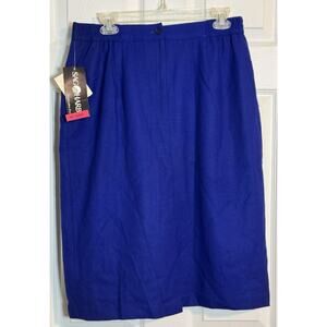 NWT Sag Harbor 100% Wool Skirt, Blue, 14, With Flaws
